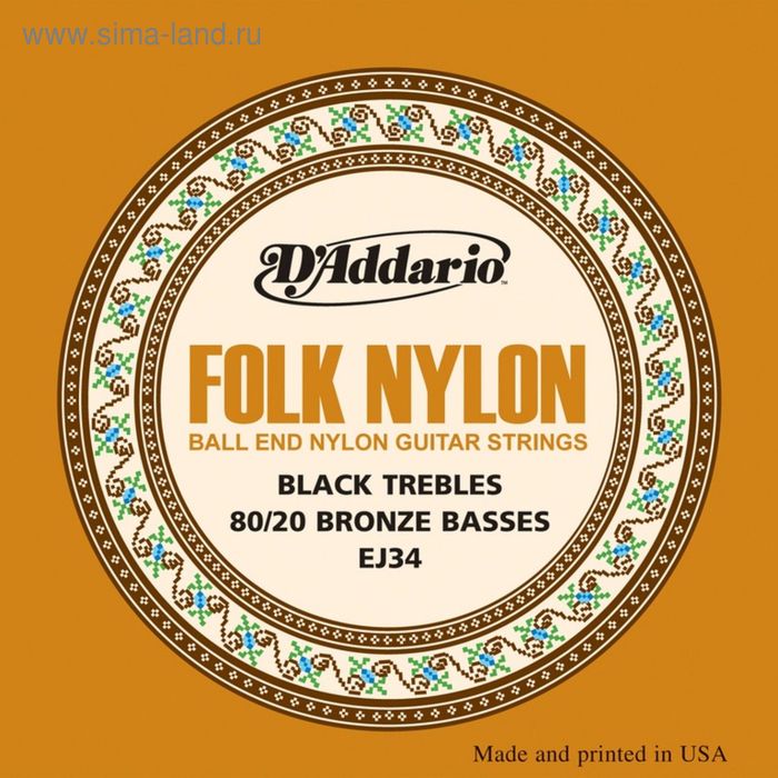 фото Струны для фолк гитары d`addario ej34 folk nylon 80/20