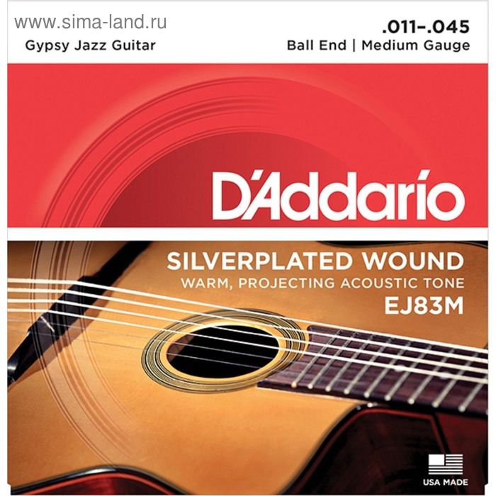 фото Струны для акустической гитары d'addario ej83m gypsy jazz medium, 11-35 d`addario