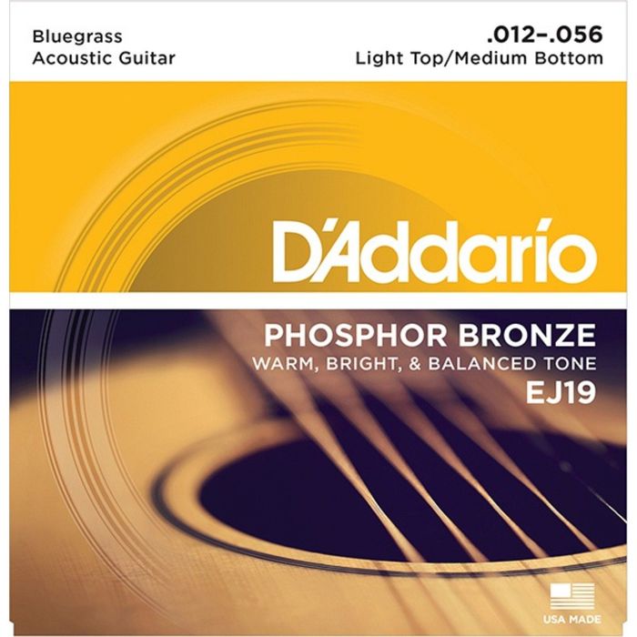 Струны для акустической гитары D'Addario EJ19 Phosphor Bronze, Bluegrass, 12-56