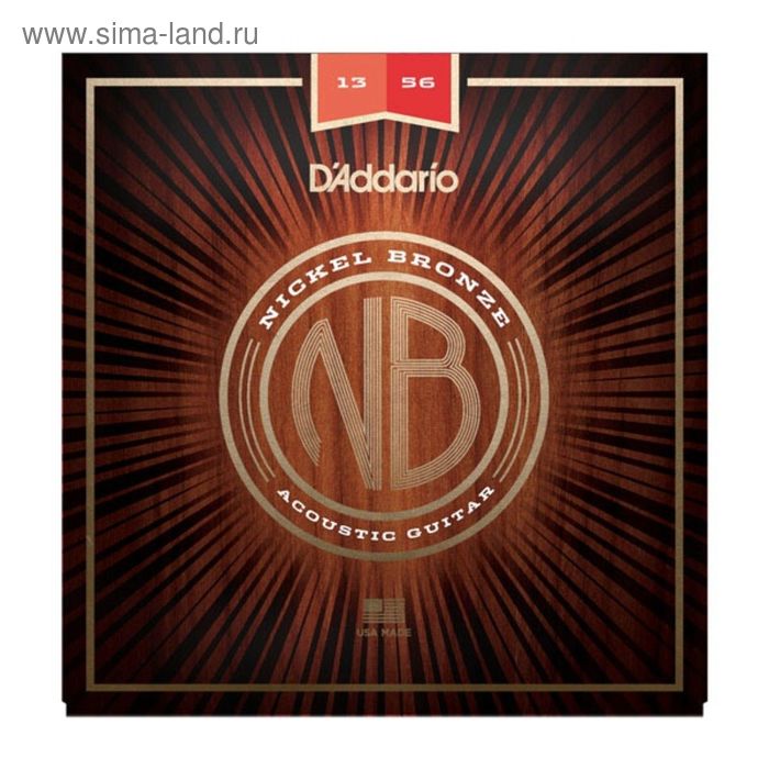 фото Струны для акустической гитары d'addario nb1356 nickel bronze, medium, 13-56 d`addario