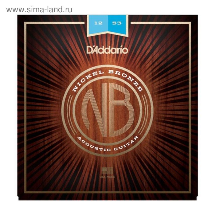 струны для акустической гитары d addario nb1253 nickel bronze 12 53 Струны для акустической гитары D'Addario NB1253 Nickel Bronze, Light, 12-53