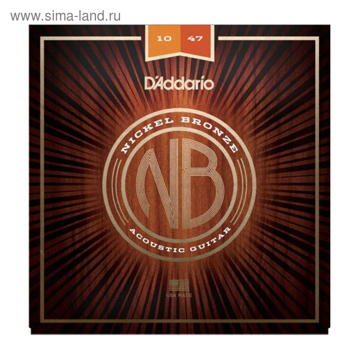 Струны для акустической гитары D'Addario NB1047 Nickel Bronze, Extra Light, 10-47 цена и фото