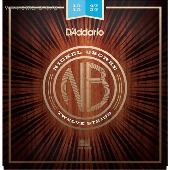 Струны для акустической 12-струнной гитары NB1047-12 Nickel Bronze, Light, 10-47 d addario exp coated bronze light 10 47 exp36