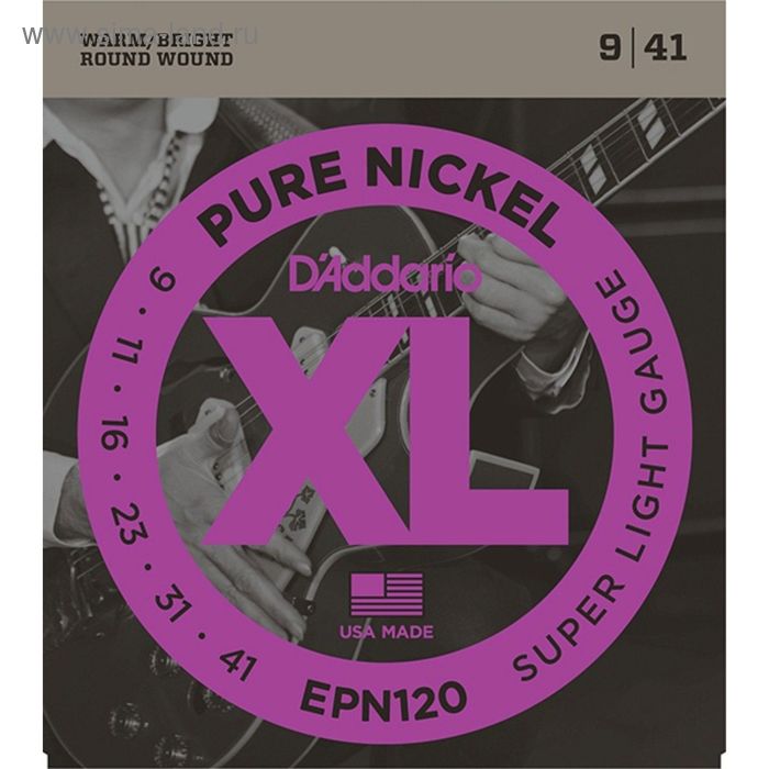 фото Струны для электрогитары d`addario epn120 xl pure nickel super light 9-41