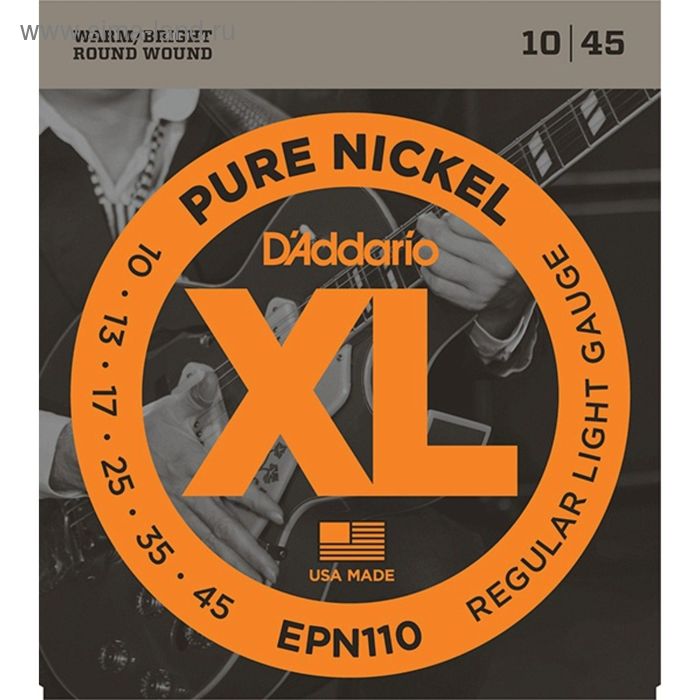 фото Струны для электрогитары d`addario epn110 xl pure nickel regular light 10-45