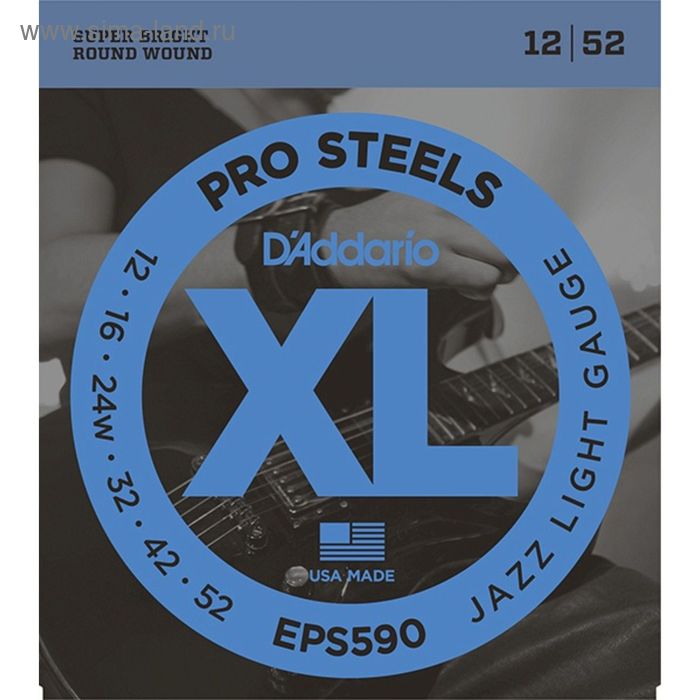 Струны для электрогитары D`Addario EPS590 XL PRO STEEL Jazz Light 12-52 цена и фото