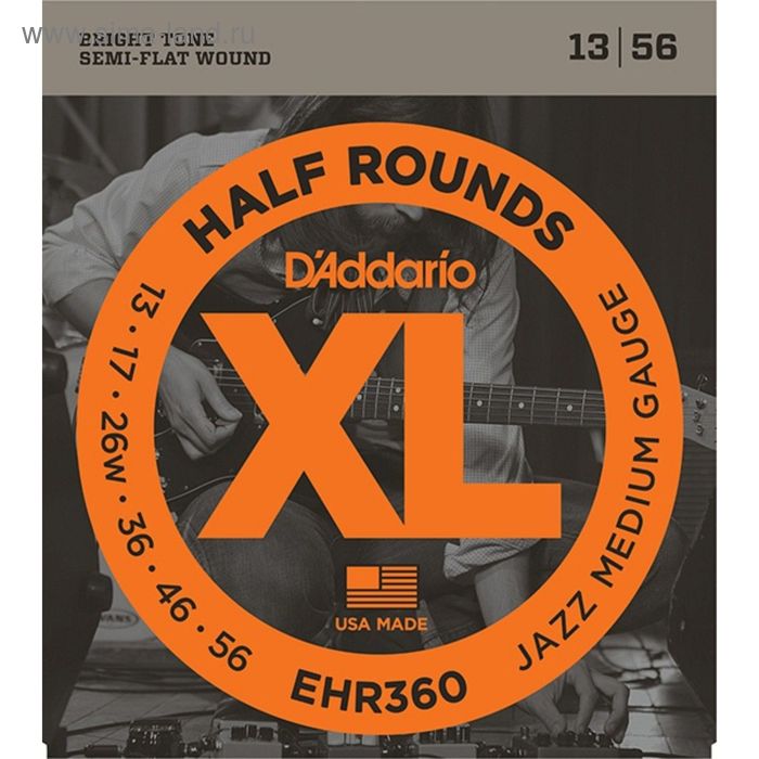 фото Струны для электрогитары d'addario ehr360 half, jazz medium, 13-56 d`addario