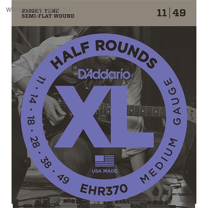 фото Струны для электрогитары d'addario ehr370 half round, medium, 11-49 d`addario