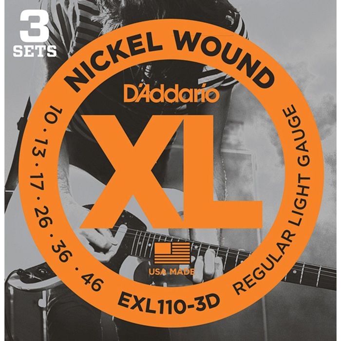 Струны для электрогитары D`Addario EXL110-3D Nickel Wound , Regular Light, 10-46, 3 комплекта 2304