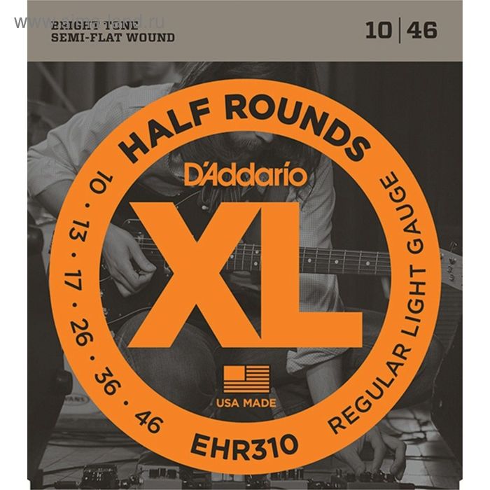 фото Струны для электрогитары d'addario ehr310 half round, regular light, 10-46 d`addario