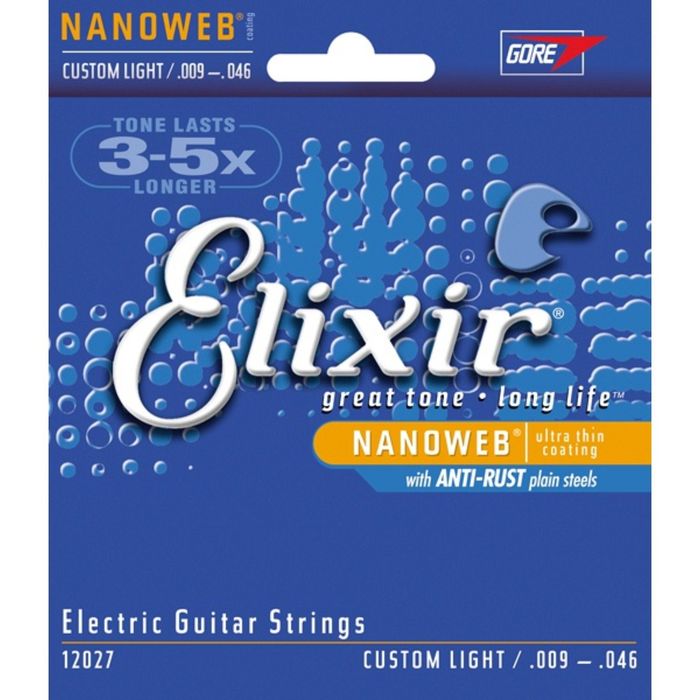 Струны для электрогитары Elixir 12027 NANOWEB, Custom Light, 9-46