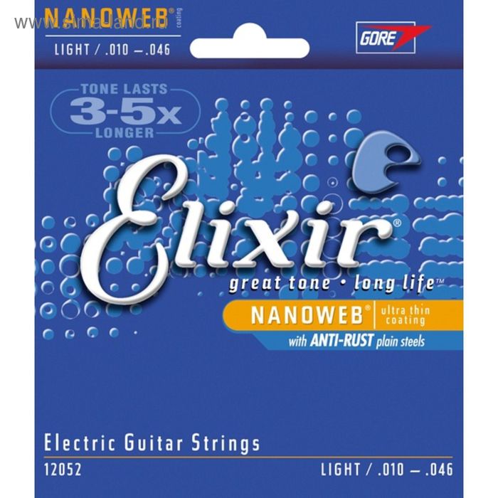 Струны для электрогитары Elixir 12052 NANOWEB, Light, 10-46