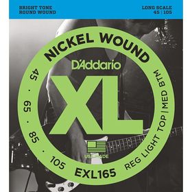 Струны для бас-гитары D`Addario EXL165 XL NICKEL WOUND Long Regular Ligth Top Medium Bottom 45-105