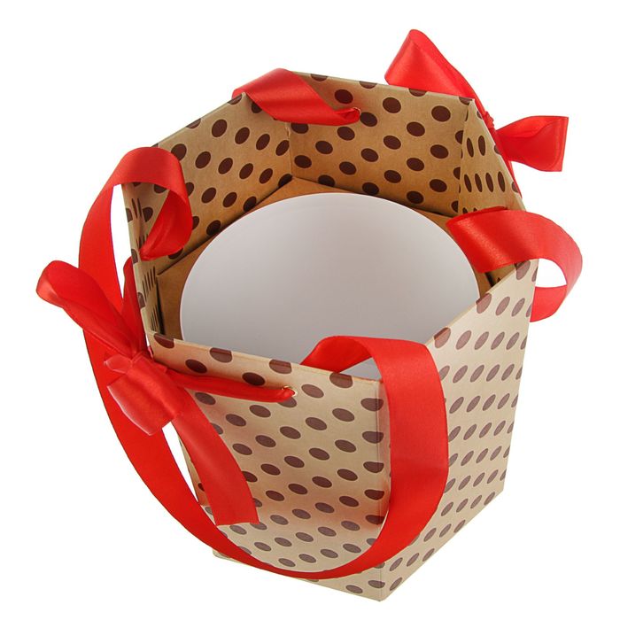 Коробка-ваза для цветов с пластиковой вставкой, 25 х 25 х 27 см, горох