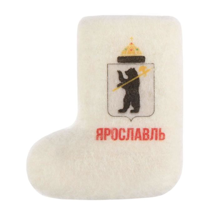 Магнит-валенок из войлока "Ярославль. Герб города", ручная работа