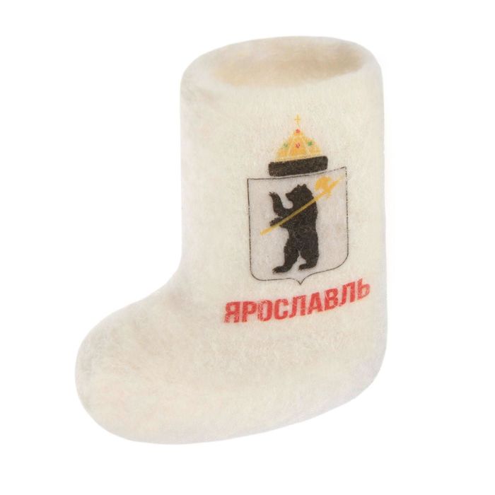 Магнит-валенок из войлока "Ярославль. Герб города", ручная работа