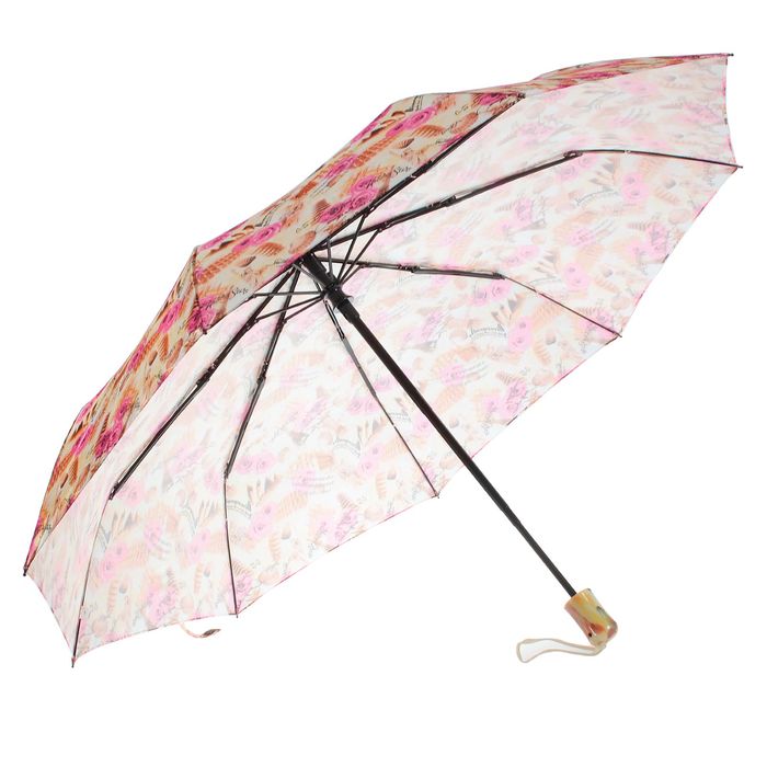 Зонт автоматический "Цветы и достопримечательности", R=52см, разноцветный