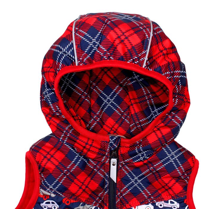 Жилет для мальчика "ДЕМИД", рост 86 см (48), машинки красный Ж11017-03_М