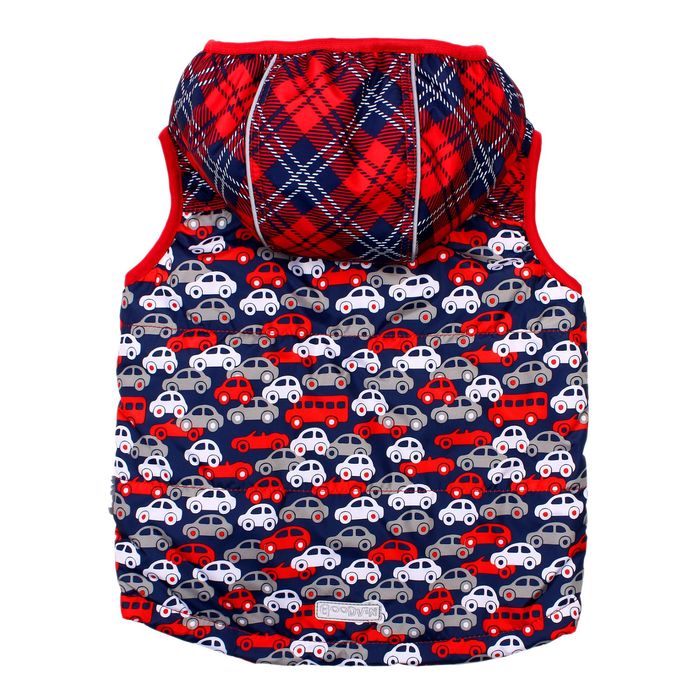 Жилет для мальчика "ДЕМИД", рост 86 см (48), машинки красный Ж11017-03_М