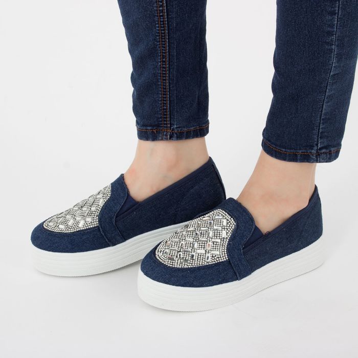 Слипоны женские, размер 38, цвет синий (арт. 1007-24)