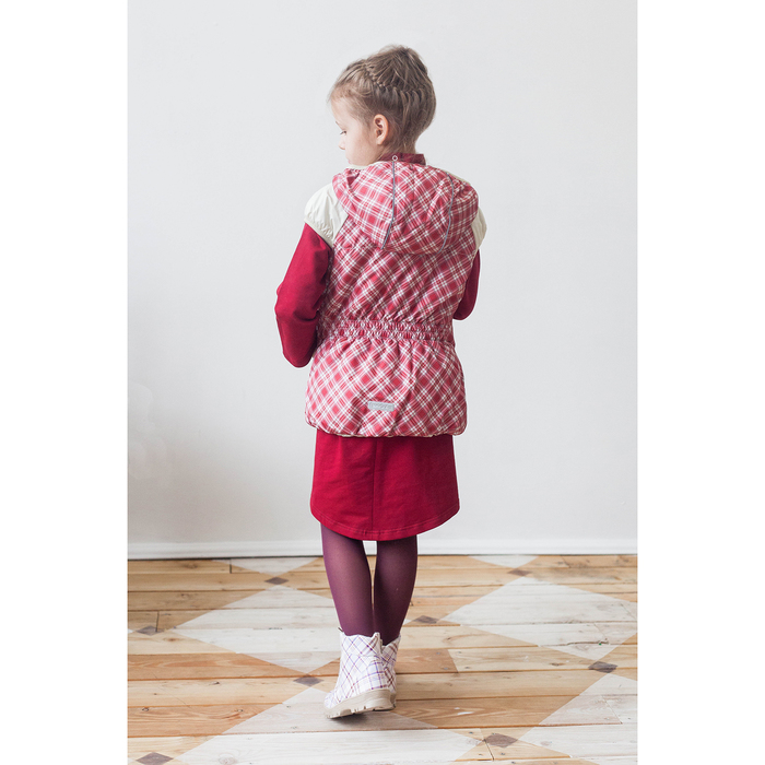 Жилет для девочки "АЛИРА", рост 116 см (60), цвет красная клетка/крем Ж21017-02