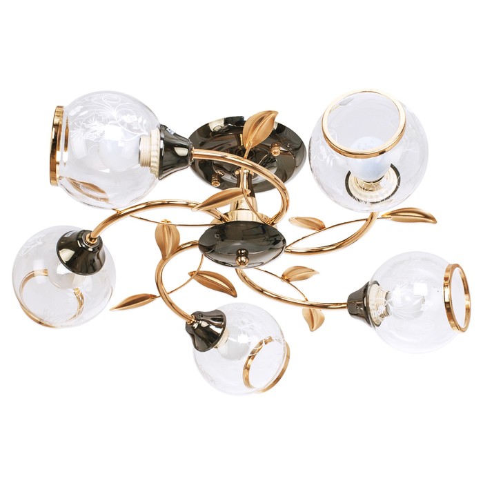 Люстра "Цветочная феерия" 5 ламп 60W E27 золото-антрацит 53х53х20 см