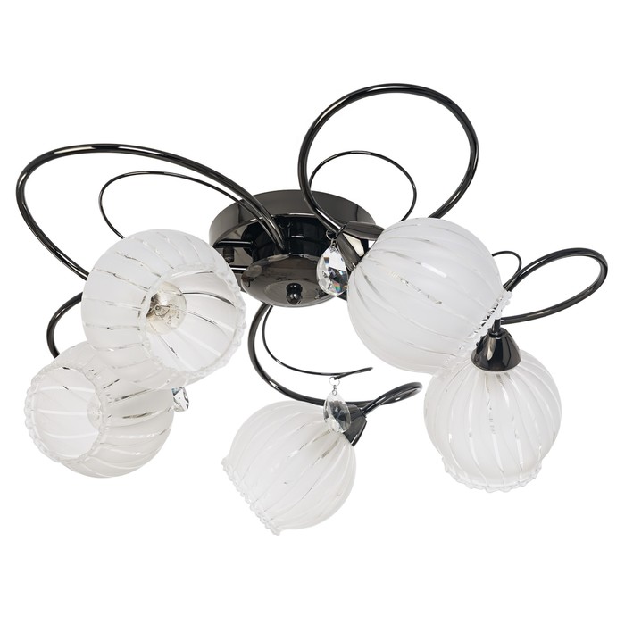 Люстра "Ирен" 5 ламп 60W E14 черный-хром 60х60х22 см