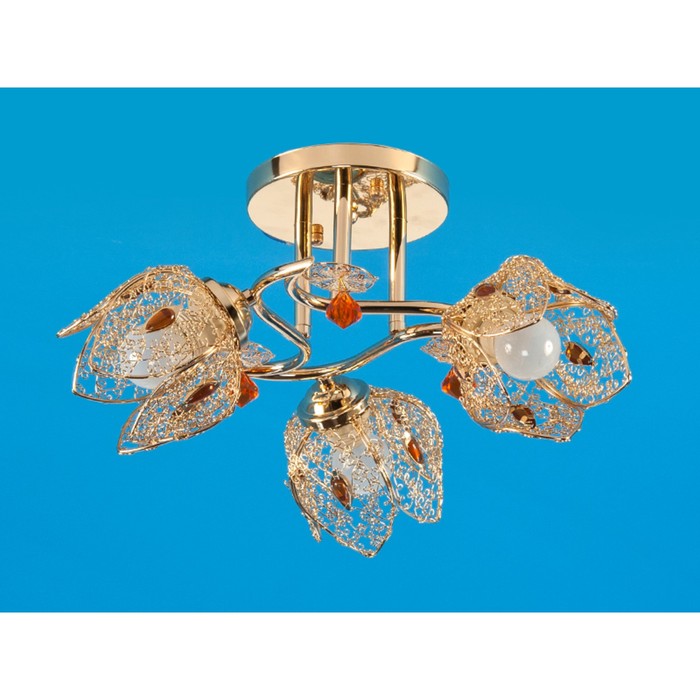 Люстра "Айвенго" 3 лампы 60W E27 золото 38х38х24 см