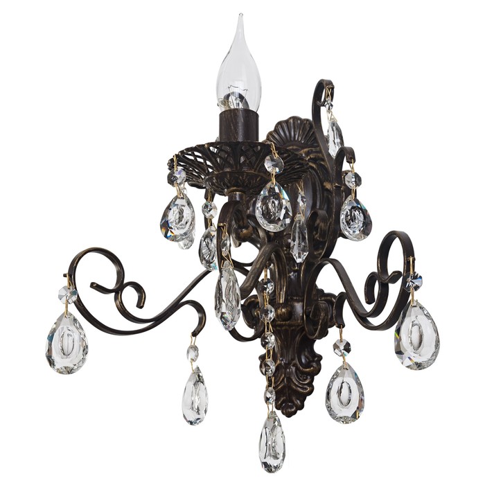 Бра классика с хрусталем "Ариадна" 1 лампа 60W E14 медь-золото 27х12х12 см