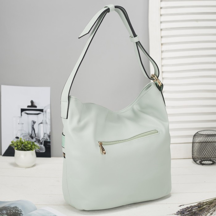 Сумка женская на молнии, 1 отдел с перегородкой, 2 наружных кармана, цвет мятный