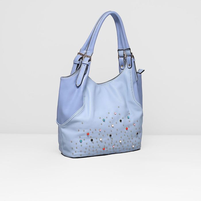 Сумка женская на молнии, 1 отдел с перегородкой, наружный карман, цвет голубой