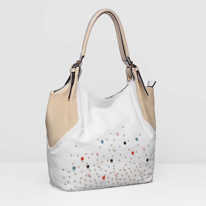 Сумка женская на молнии, 1 отдел с перегородкой, наружный карман, цвет белый