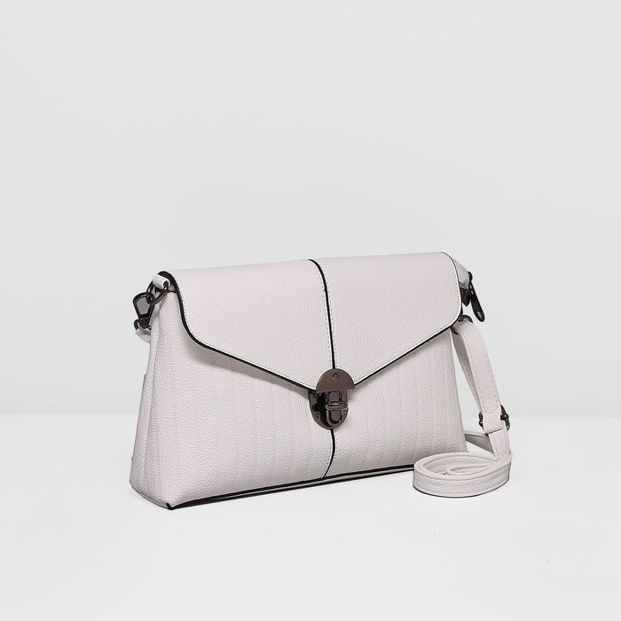 Сумка женская на молнии, 1 отдел с перегородкой, наружный карман, регулируемый ремень, цвет белый