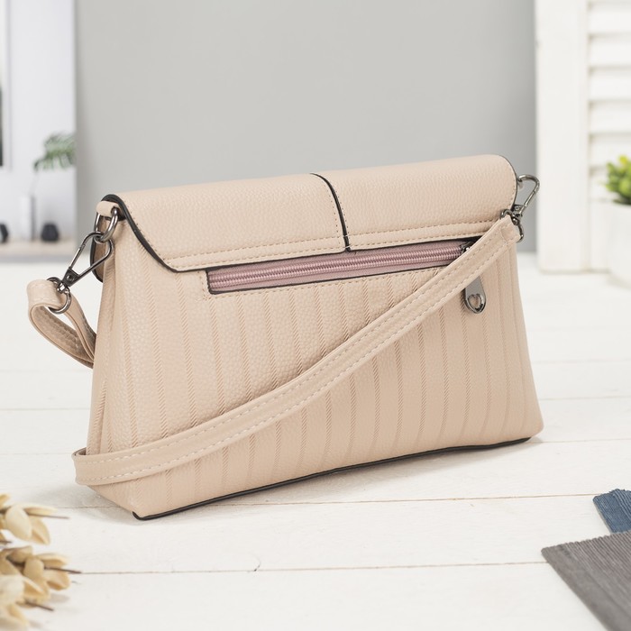 Сумка женская на молнии, 1 отдел с перегородкой, наружный карман, регулируемый ремень, цвет бежевый