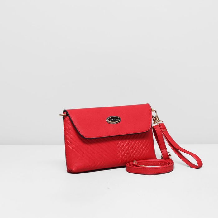 Клатч женский на молнии, 1 отдел с перегородкой, наружный карман, регулируемый ремень, цвет красный