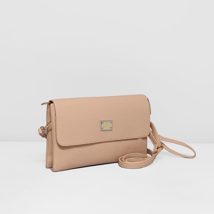 Клатч женский на молнии, 3 отдела, наружный карман, цвет пудра