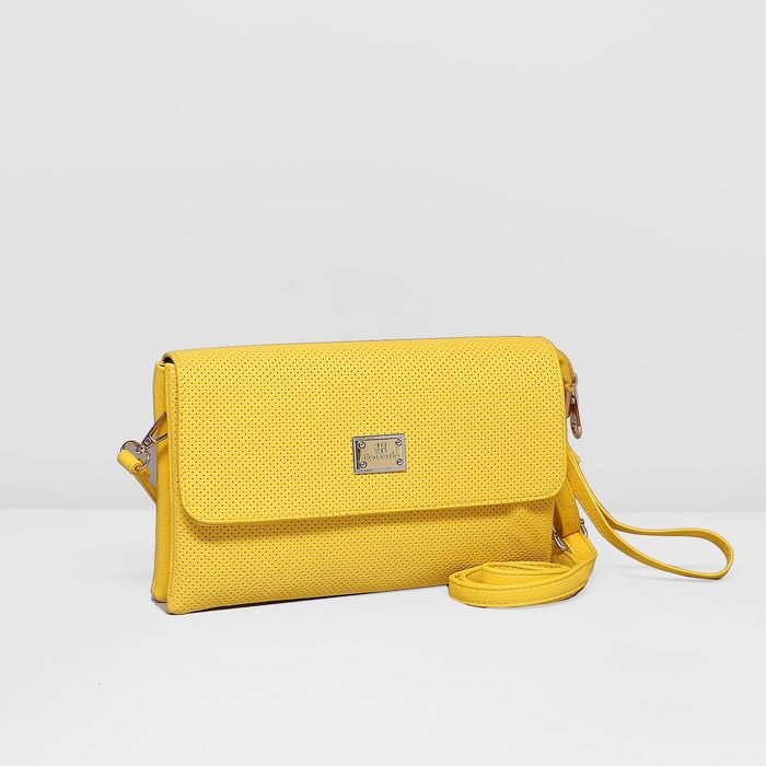 Клатч женский на молнии, 3 отдела, наружный карман, цвет жёлтый