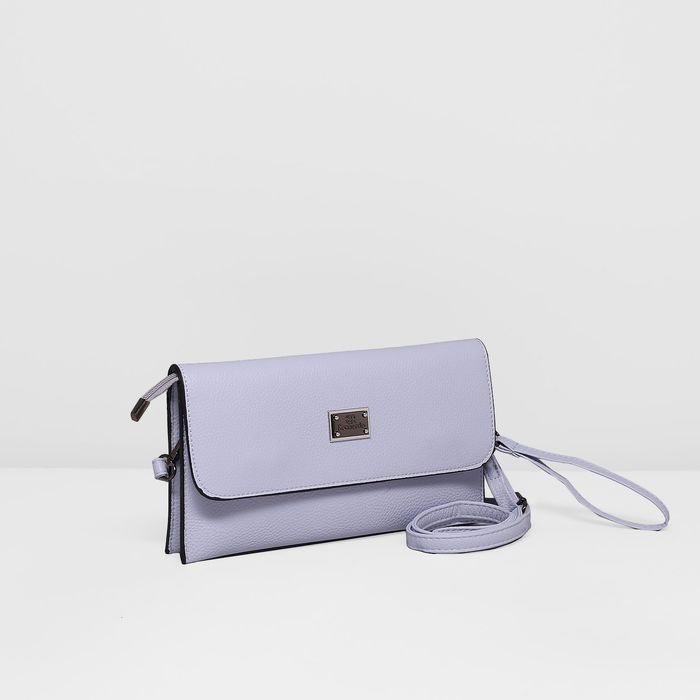 Клатч женский на молнии, 2 отдела, наружный карман, регулируемый ремень, цвет сиреневый