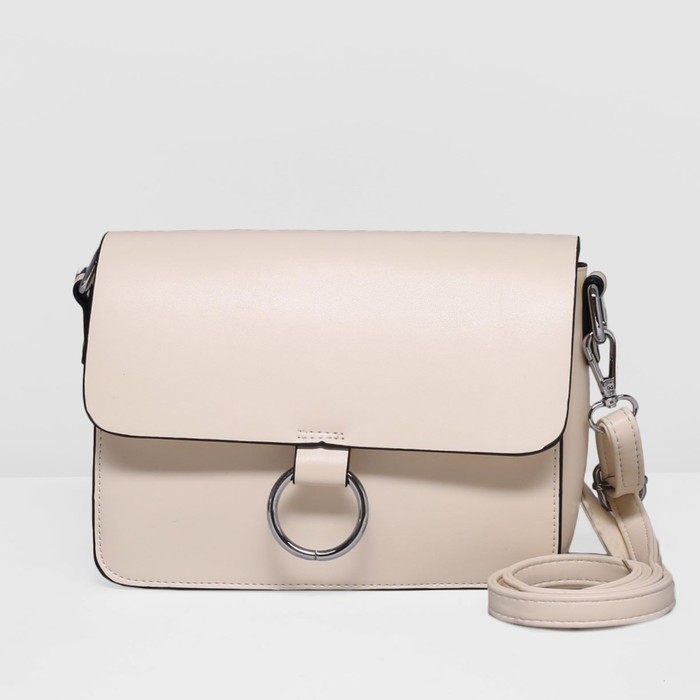 Сумка женская, 3 отдела на молнии, регулируемый ремень, цвет молочный