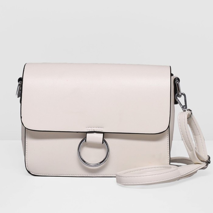 Сумка женская, 3 отдела на молнии, регулируемый ремень, цвет белый