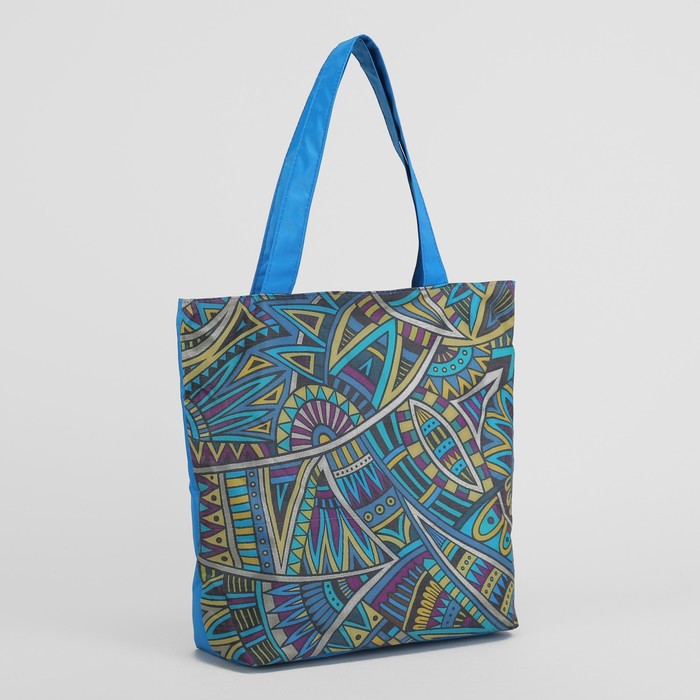 Сумка пляжная на молнии, 1 отдел, цвет синий/разноцветный