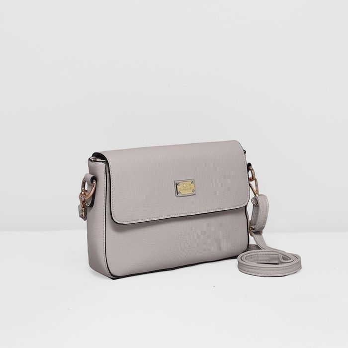 Сумка женская на молнии, 1 отдел с перегородкой, наружный карман, регулируемый ремень, цвет серый