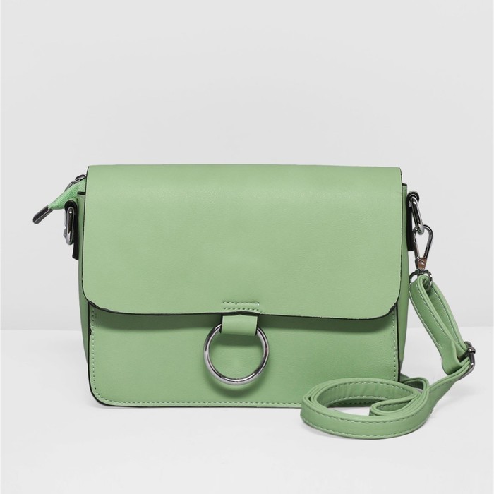 Сумка женская, 3 отдела на молнии, регулируемый ремень, цвет зелёный