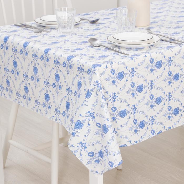 Клеенка столовая на нетканой основе "Гжель", рулон 25 м, цвет белый