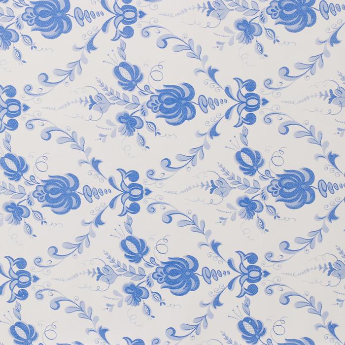 Клеенка столовая на нетканой основе "Гжель", рулон 25 м, цвет белый