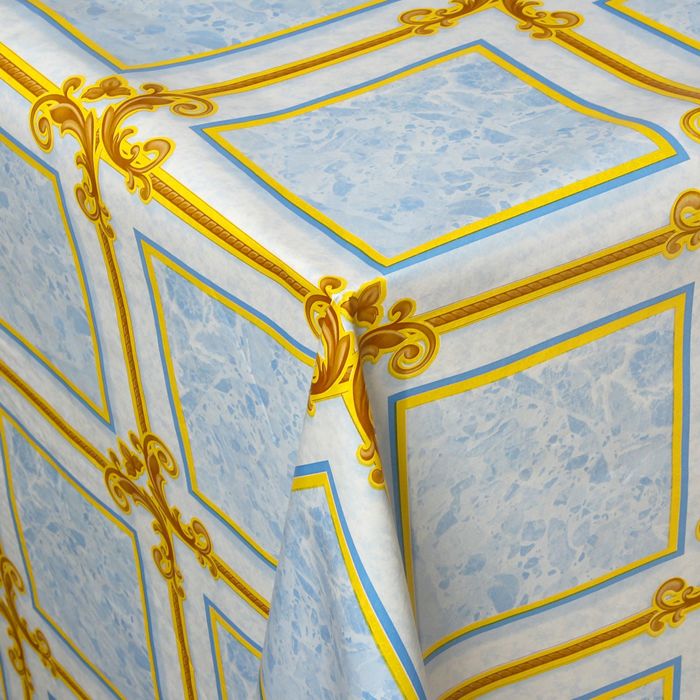 Клеенка столовая на нетканой основе "Орнамент классика", рулон 25 м, цвет голубой