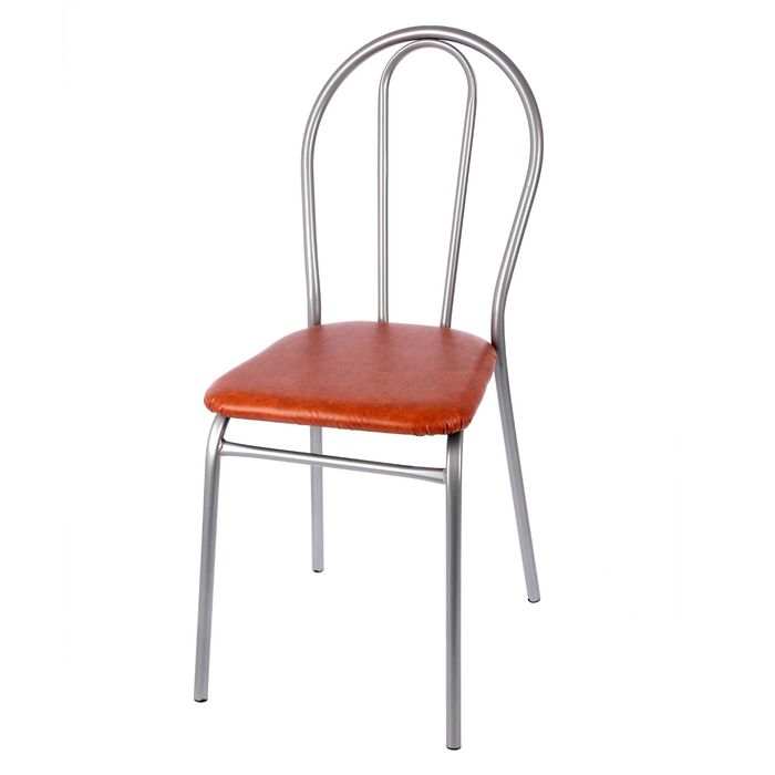 Стул металлический, цвет титан - коричневый