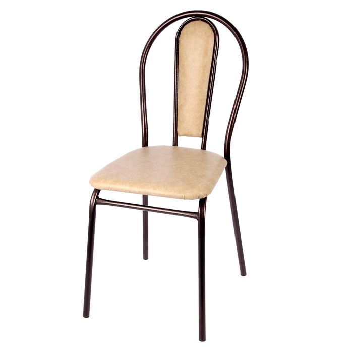 Стул металлический с мягкой спинкой, цвет медь - бежевый
