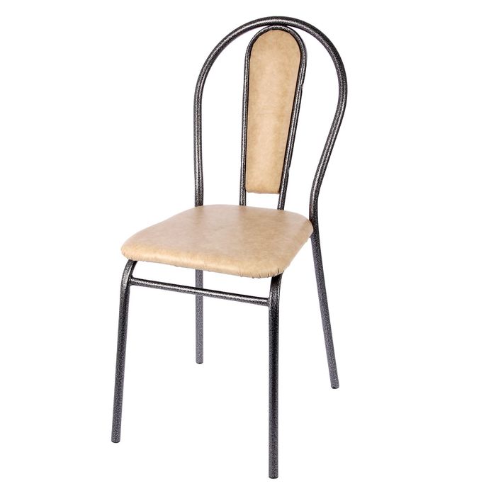 Стул металлический с мягкой спинкой, цвет серебро - бежевый