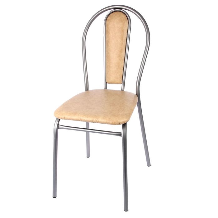 Стул металлический с мягкой спинкой, цвет титан - бежевый